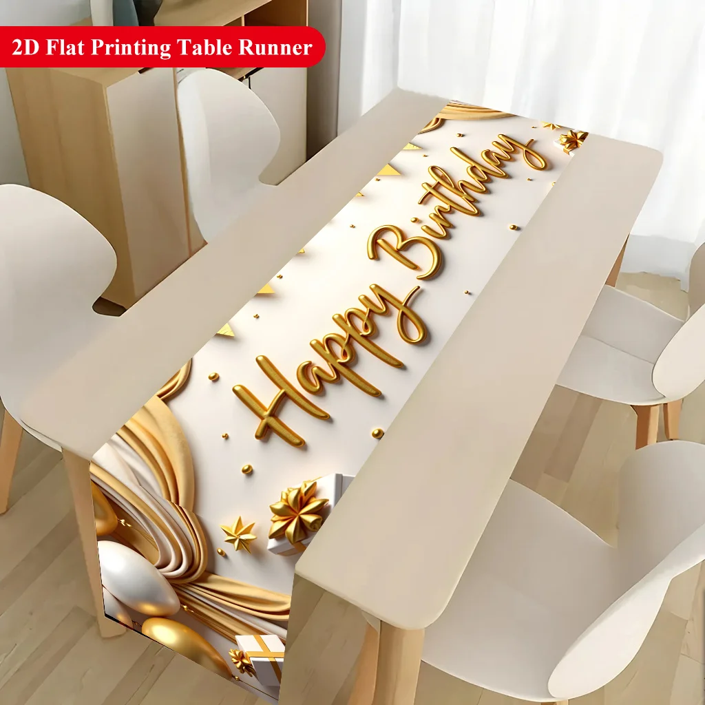 Elegant & Gorgeous Birthday Layout Table Runner - Rectangular Table Cover for Banquet, Party Gifts, Dining & Coffee Table Decor