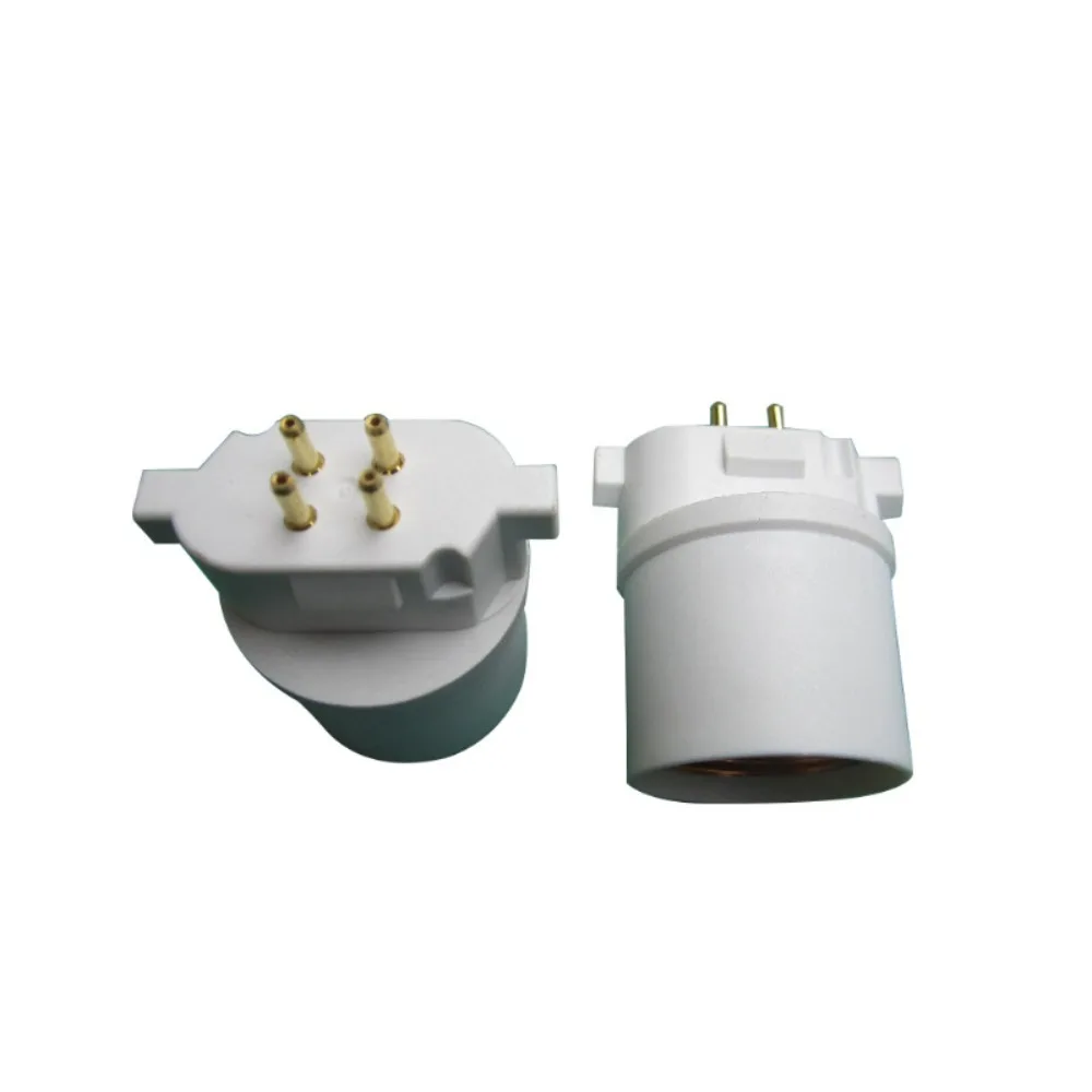 2PCS GX10Q to E26 Light Socket Adapter 4Pin CFL GX10Q to E26/E27 Lamp Base Converter Need Bypass Ballast