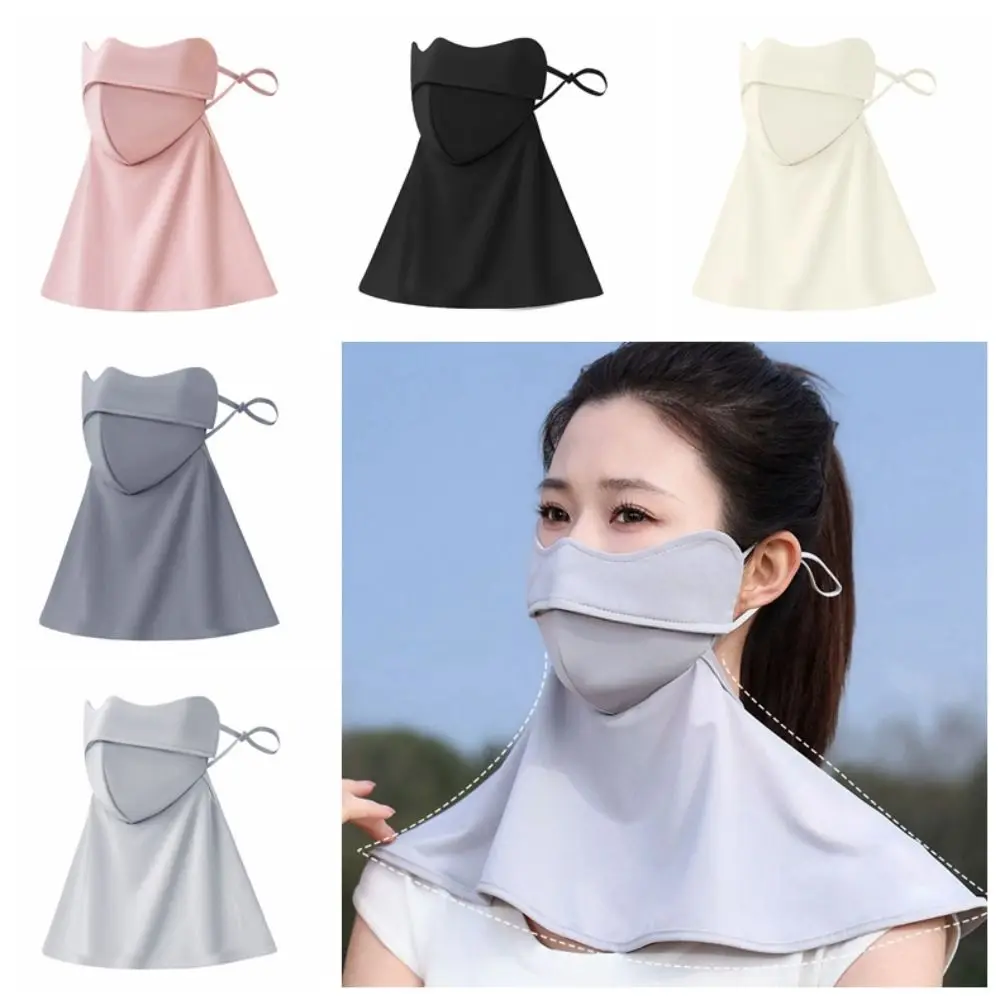 

Solid Color Sunscreen Face Cover Dustproof Neck Gaiter Ice Silk Mask Face Protection Neck Wrap Cover UV Protection Veil Cycling