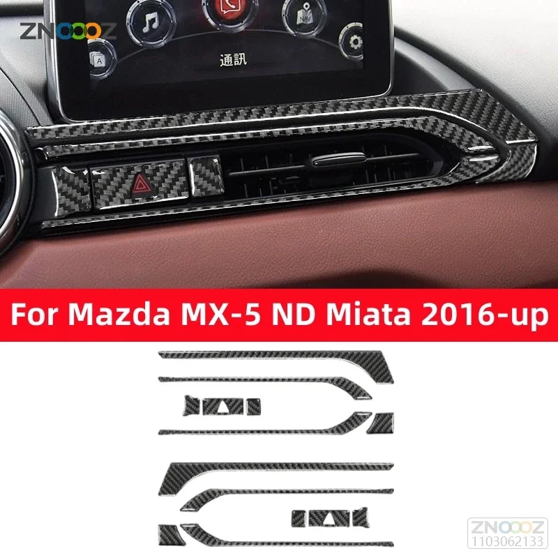 

Для Mazda MX-5 ND Miata 2016-2022 MX5 родстер из углеродного волокна Центральная приборная панель кондиционер решетка отверстия кондиционера наклейка на крышку корпуса