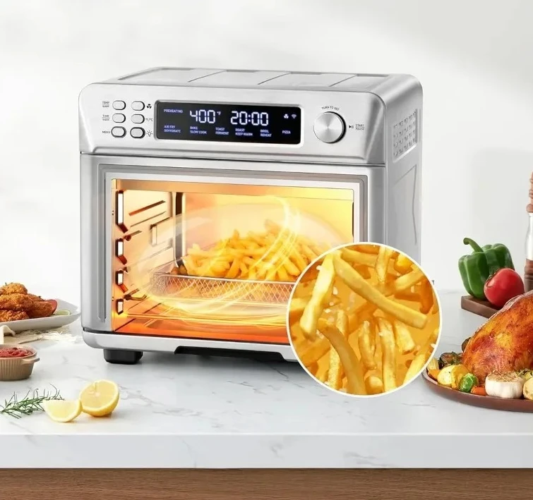 Freidoras LAir, combinación de horno tostador y freidora de aire 12 en 1, encimera de horno de convección de 26 cuartos, 94 recetas y 3 accesorios, freidoras de aire