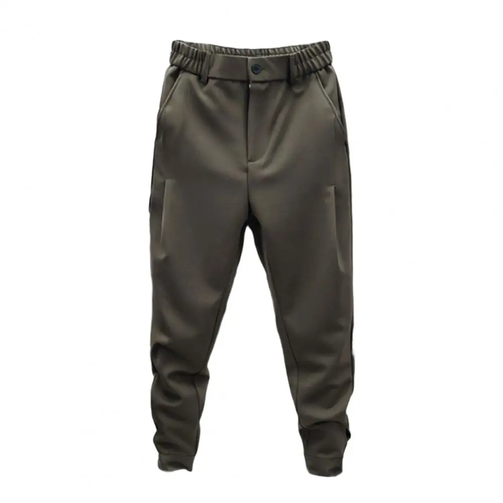 Pantalones plisados para hombre, pantalón informal de estilo deportivo, tenis, cintura elástica, botón, sujetador con mosca, puños de cinta, Otoño e Invierno