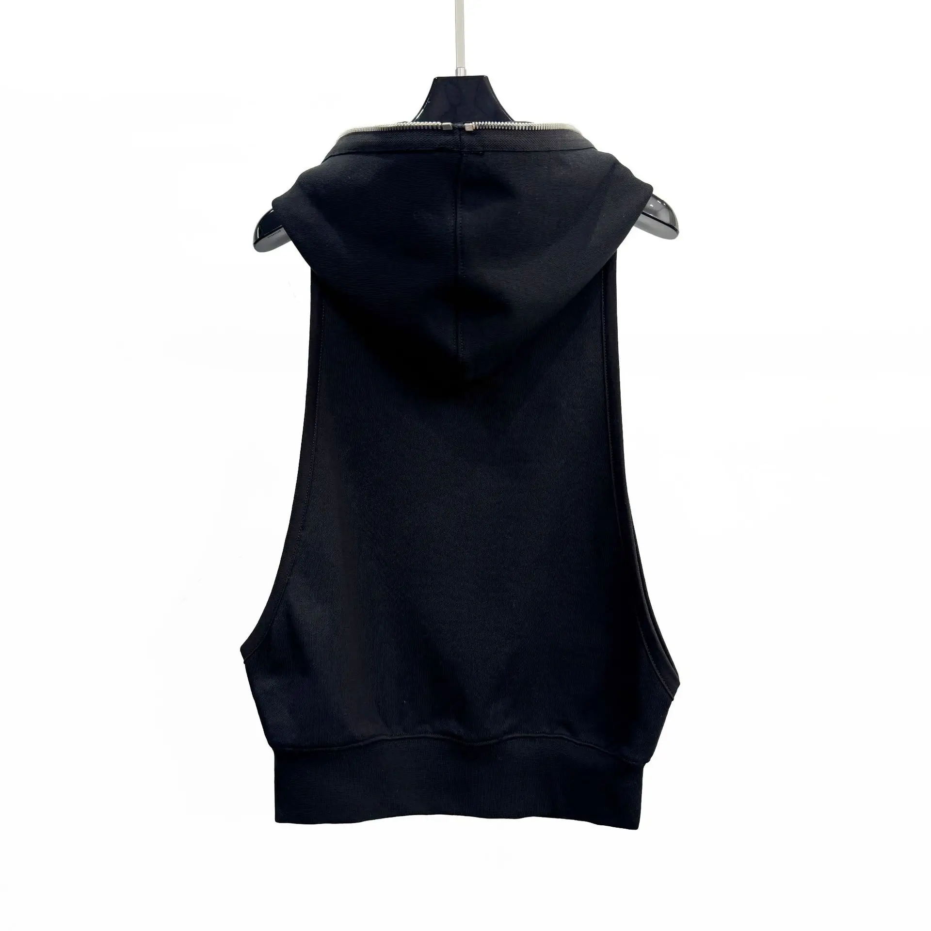 High Street RO Dark Style Hooded Zipper Vest Men's Cotton Casual Black Fashionable Street Sleeveless Casual Vest