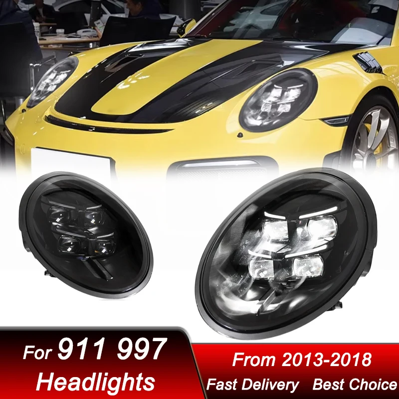 

Горячий Стайлинг автомобильных фар для Porsche 911 13-18 2025 новый стиль, полностью светодиодные автомобильные фары в сборе, комплект аксессуаров для линз проектора