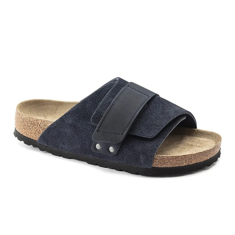 

Fashionable German-style sandals with Velcro straps for outdoor wear.Cork-soled genuine leather slippers for men and women,Arch