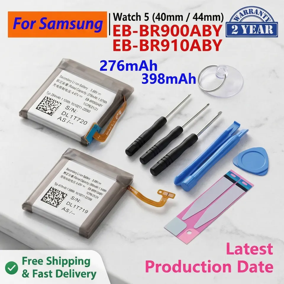 Baterías de repuesto para Samsung Galaxy Watch5 40mm 44mm Watch5 Pro 45mm EB-BR900ABY EB-BR910ABY EB-BR925ABY con herramientas de reparación