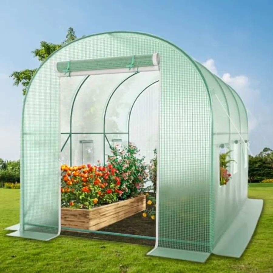 Walk-in Greenhouse, 10x7x7 FT Heavy Duty Tunnel Green House for Outdoors, Portable Green Houses for Outside, Winter Hot House w
