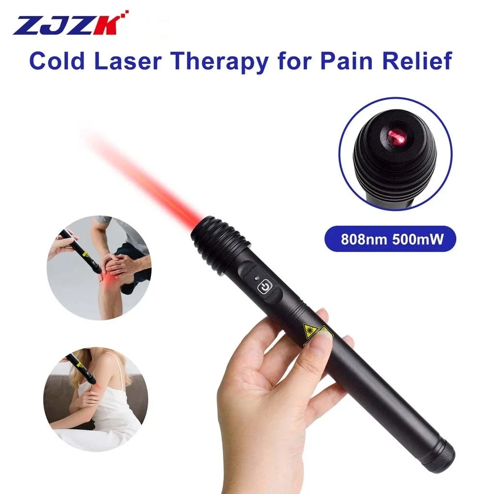 ZJZK 808nm Near Infrared Cold Laser Therapy Pen Portable Handheld LLLT Device Acupoint Stimulator for Knee Joint Muscle Pain