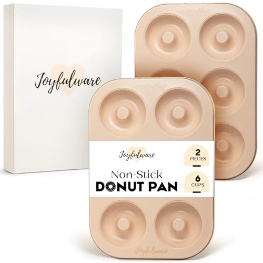 

Donut Pan for Baking - Set of 2 Non-stick Donut Pans - Carbon Steel Doughnut Pan - 6 Cavity Full-Sized Donut Molds for Baking -