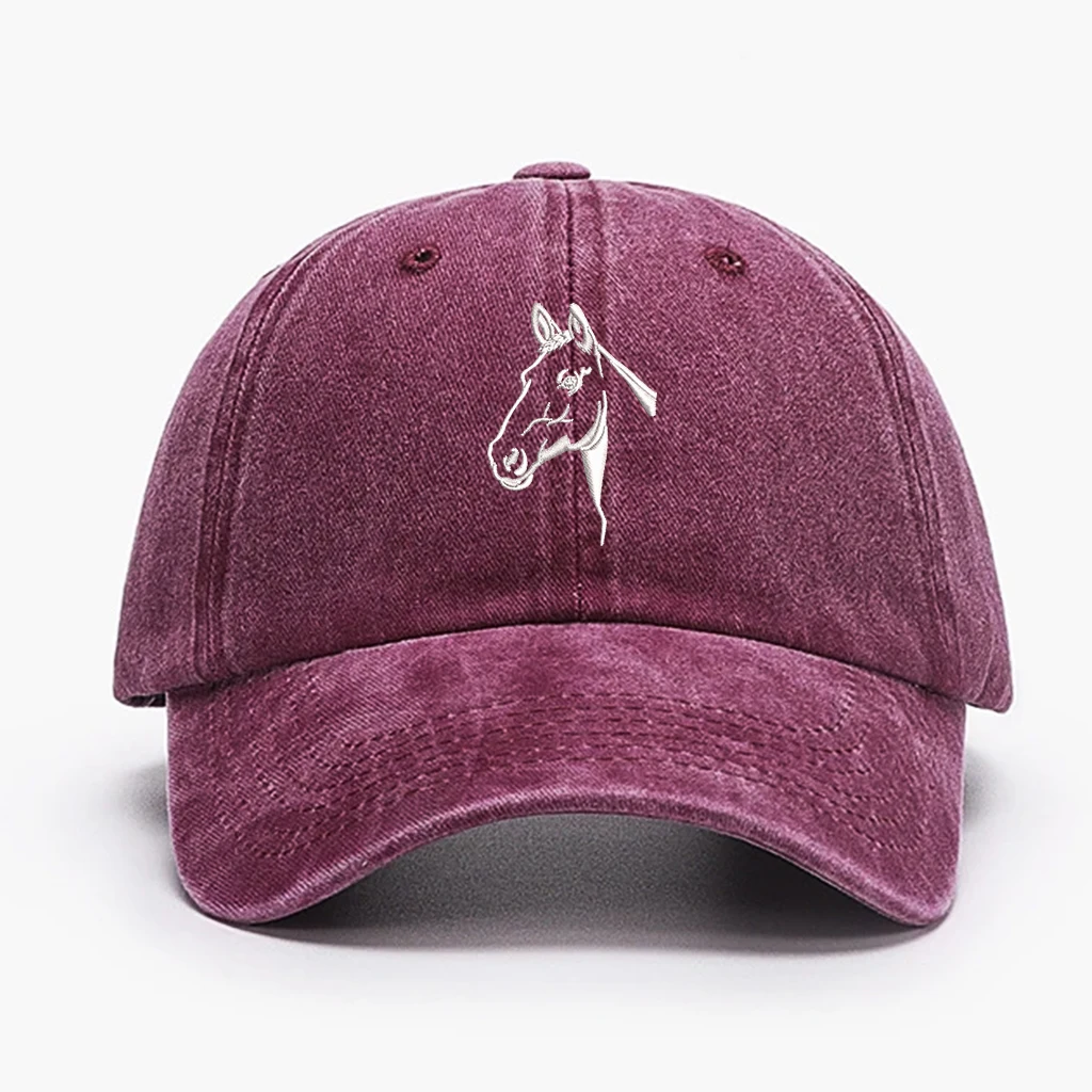 

Women's baseball cap men's washed cotton cartoon horse embroidery dad hat sports golf cap men's sun hat
