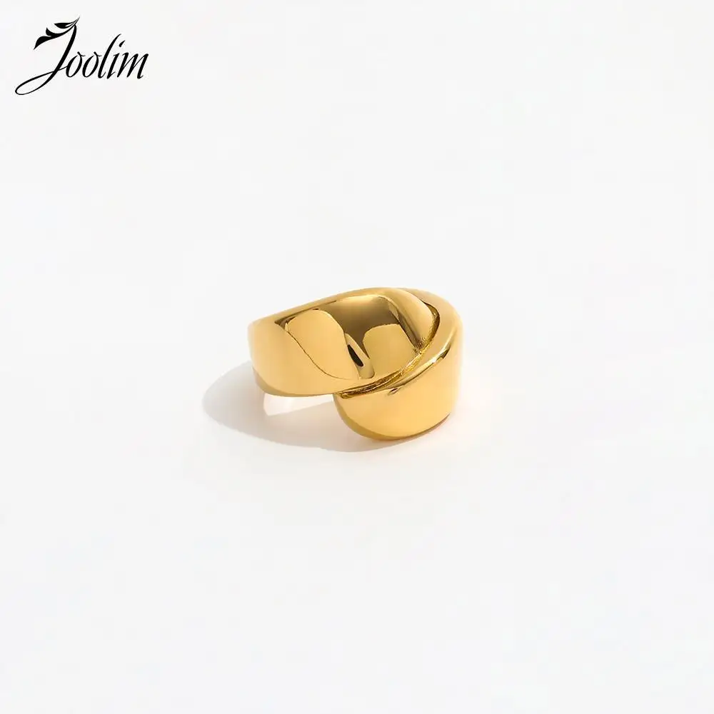 

Joolim Jewelry Wholesale High End PVD Tarnish Free Fashion Cute Chunky Wide Cross Stainless Steel Finger Ring Trendy for Women