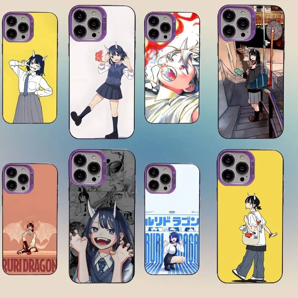 

Anime R-Ruri D-Dragon Phone Case For iPhone 16,15,14,13,12,11,Mini,Pro,SE,MAX,plus,Purple Matte Silicone Cover