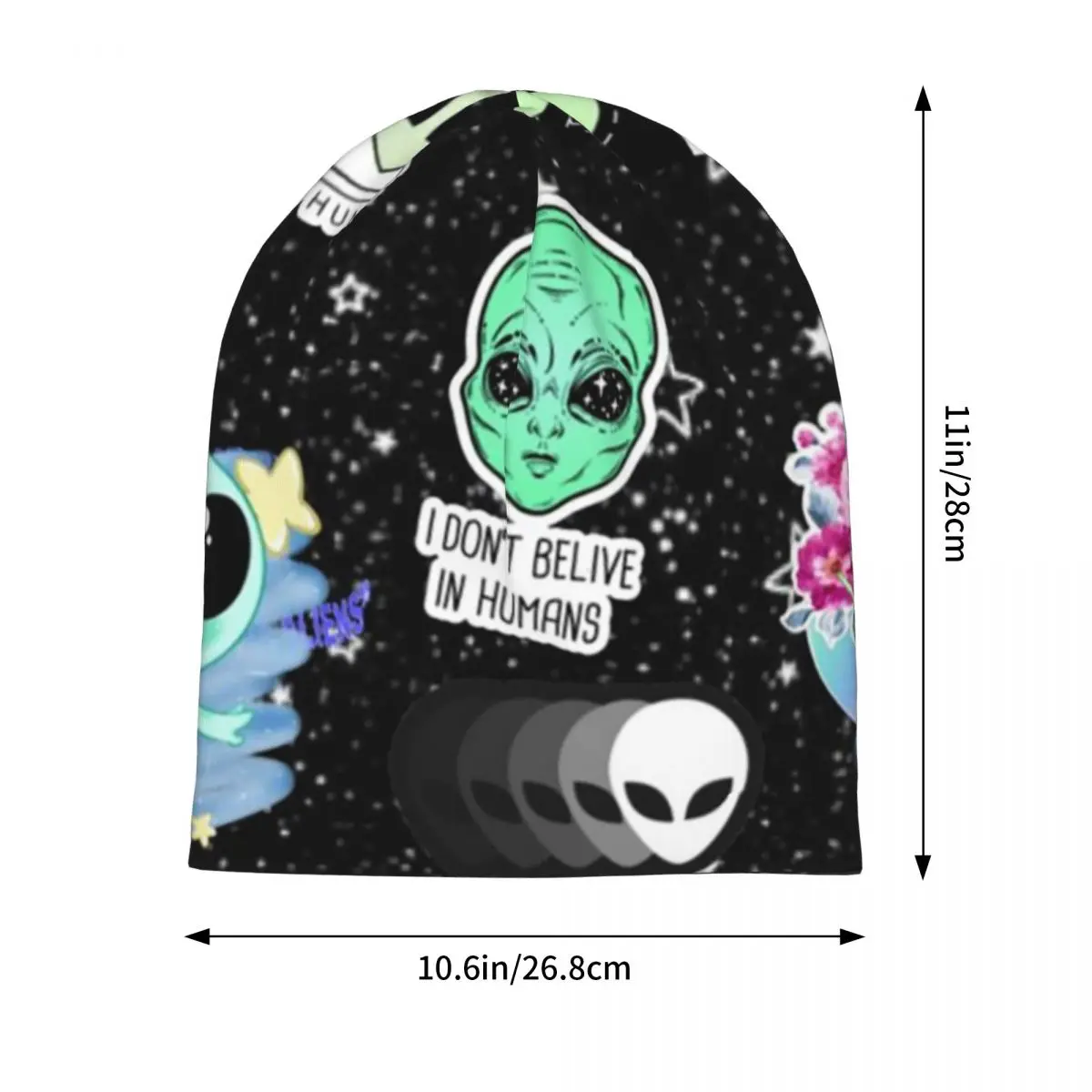 Aliens Space UFO Unisex Adult Beanies Caps Knitted Bonnet Hat Warm Hip Hop Autumn Winter Outdoor Skullies Hats
