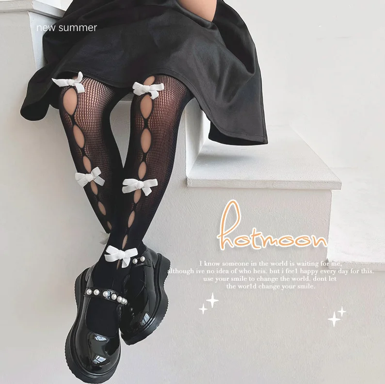 1 Pair Summer Tight for Children Girl Sweet Princess Bowknot Style Pantyhose for Kids Thin Soft Breathable Fishnet Stocking Sock