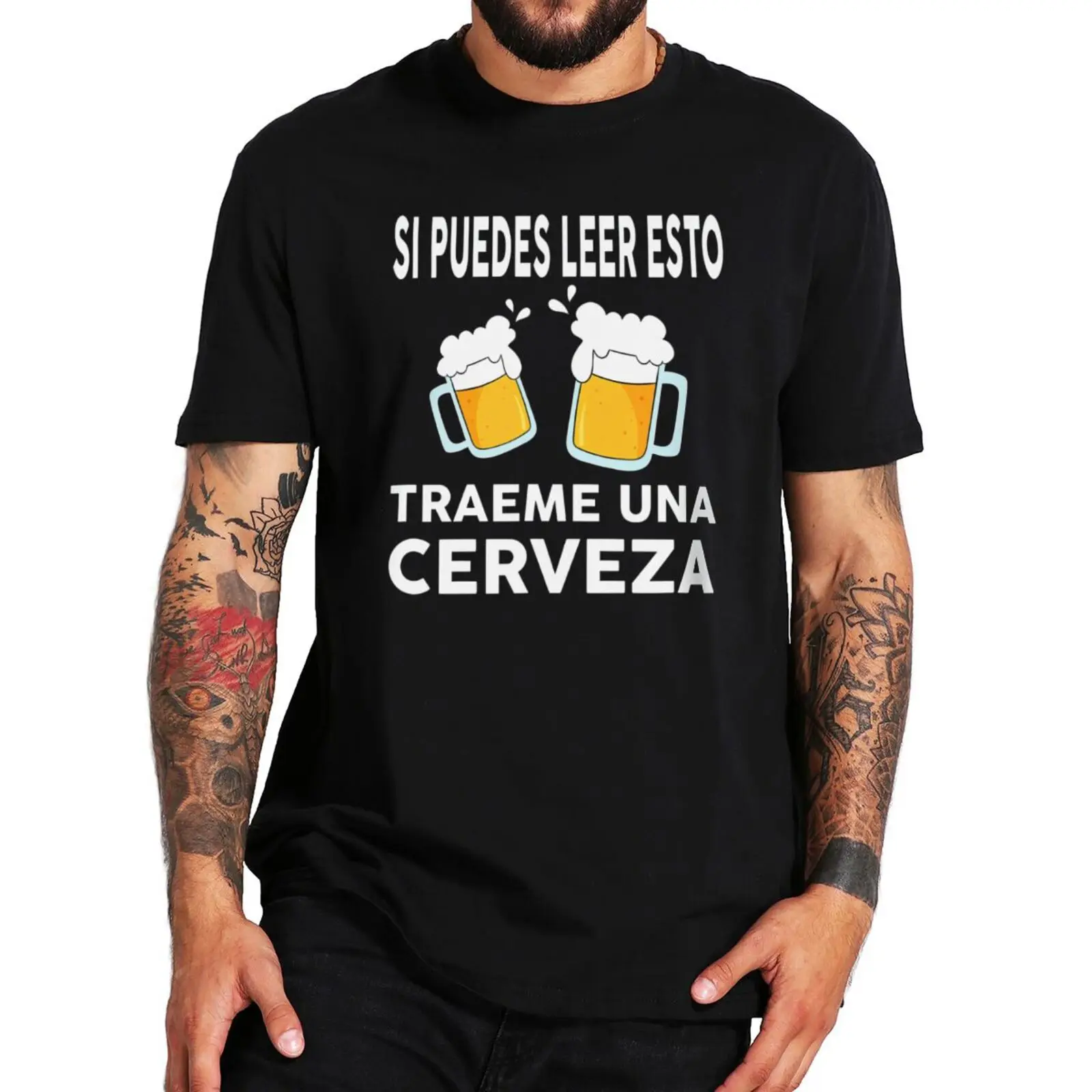 If You Can Read This Bring Me A Beer T Shirt Spanish Jokes Retro Graphic Tshirts EU Size 100% Cotton Unisex Summer Tee Tops