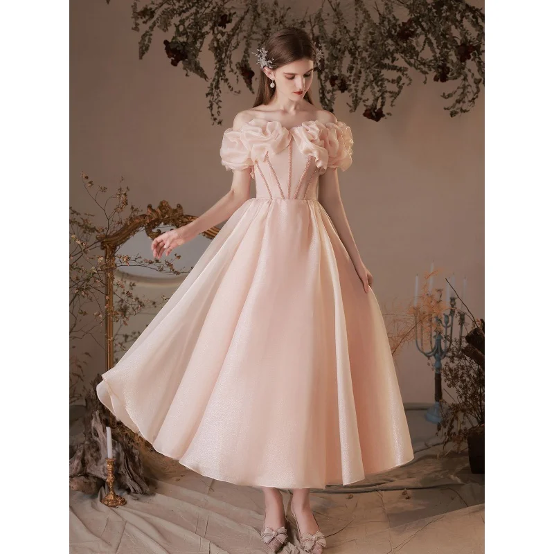 Elegant party dresses for women formal occasion dresses Bride wedding gown Pink lace Bridesmay L0267