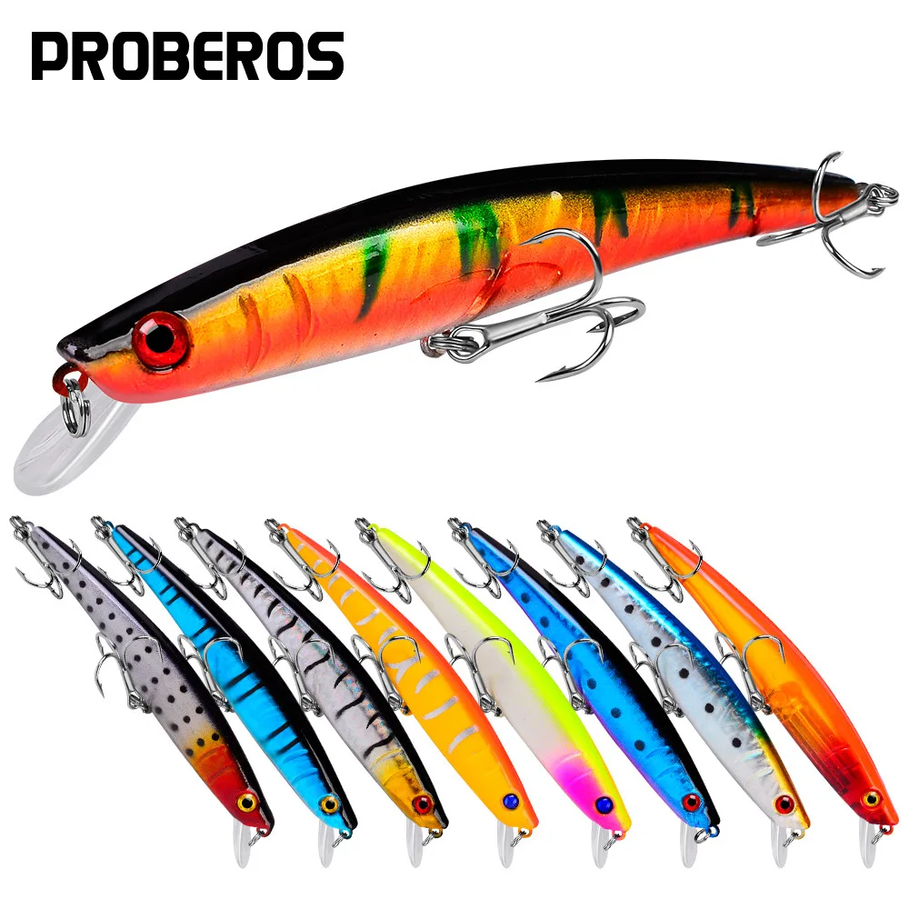 PROBEROS 10.2G/11.5CM Plastic Simulation Lure, Minnow Hard Bait With Treble Hooks, Artificial Bait For Pike Carp