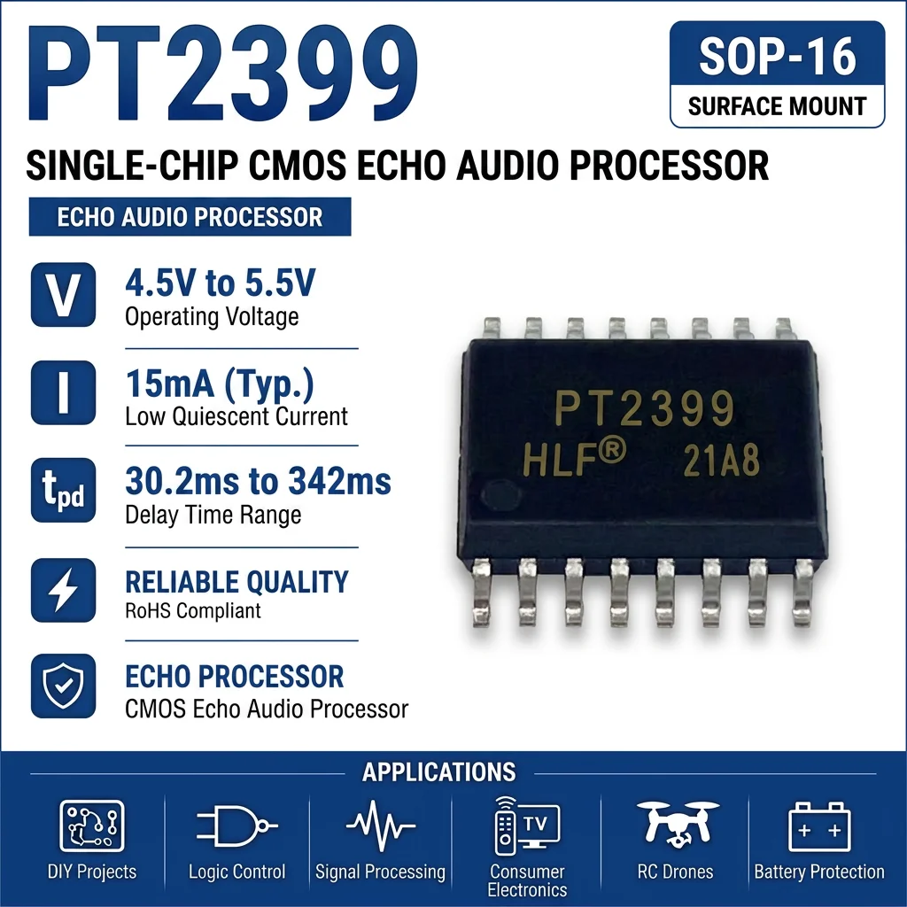 (25 unidades) PT2399 DIP-16 2399 /PT2399-SN Processador de Eco Digital IC de Alta Qualidade