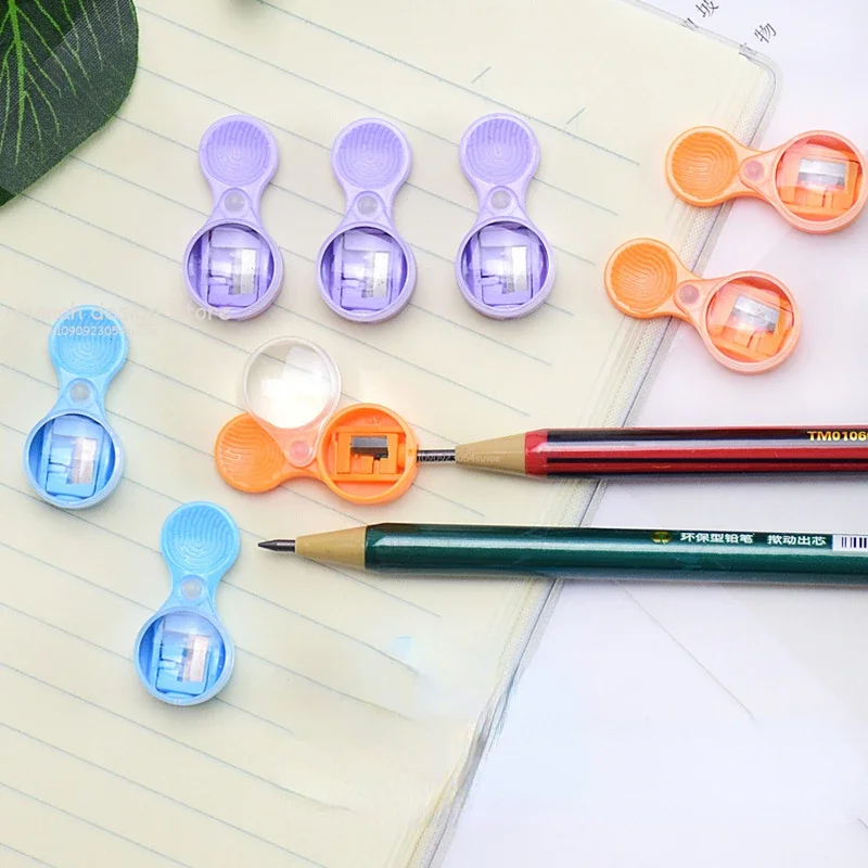 6/1pc Pointer Bleistift Spitzer Mini 2mm Minen Spitzer Tragbare Spitzer mit Lupe Schärfen Werkzeug