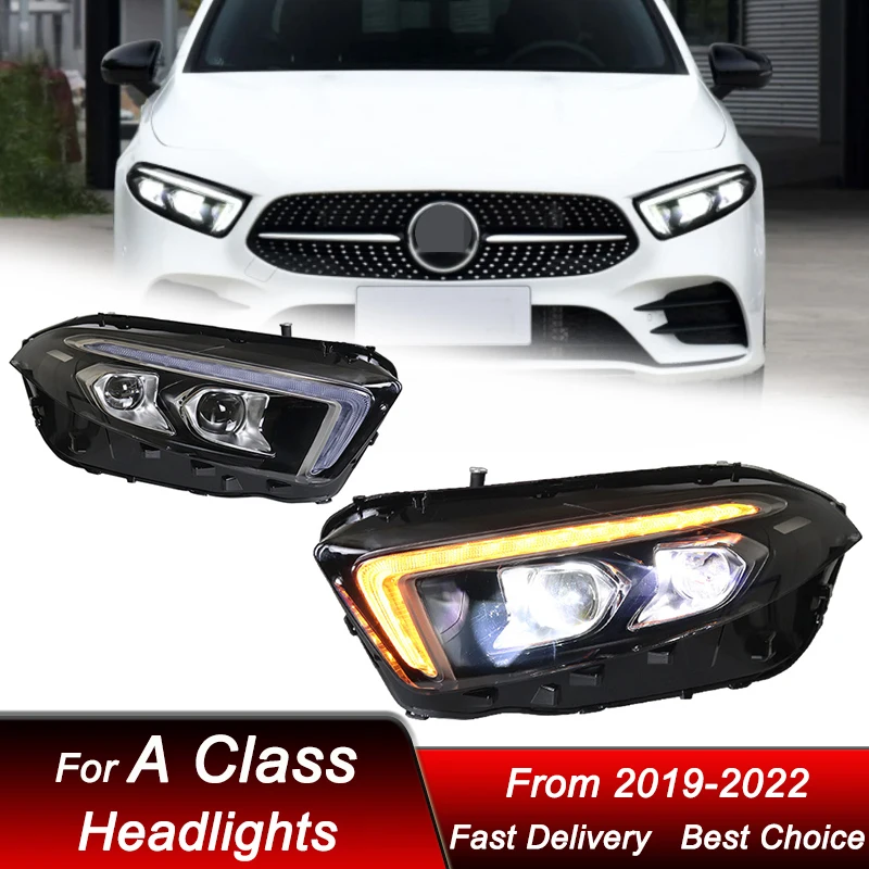 Pop Car Headlights For Mercedes-Benz A Class A180 A200 W177 2019-2022 Full LED Auto Headlamp Assembly Projector Lens Accessories