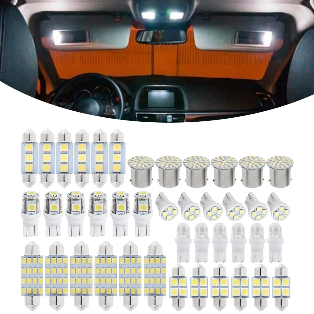 

Светодиодные лампы T10 для салона автомобиля, 42 штуки, цветовая температура 6000K, для установки в плафоны, светильники для чтения карт, подсветку номерного знака и освещение багажника