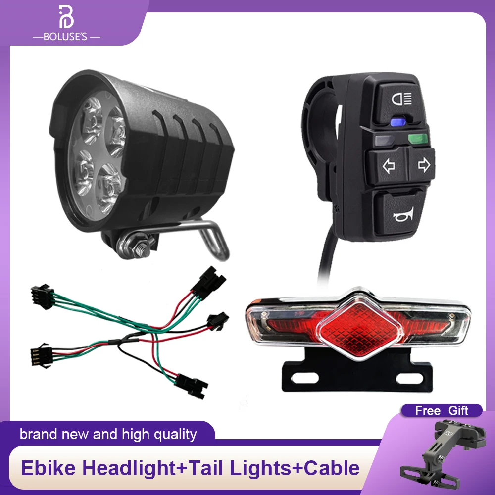 

E-Bike Headlight with Horn Turn Signal Rear Light Switch DK336 For Electric Bike and Scooter Lamp Electric Bicycle Motorcycle