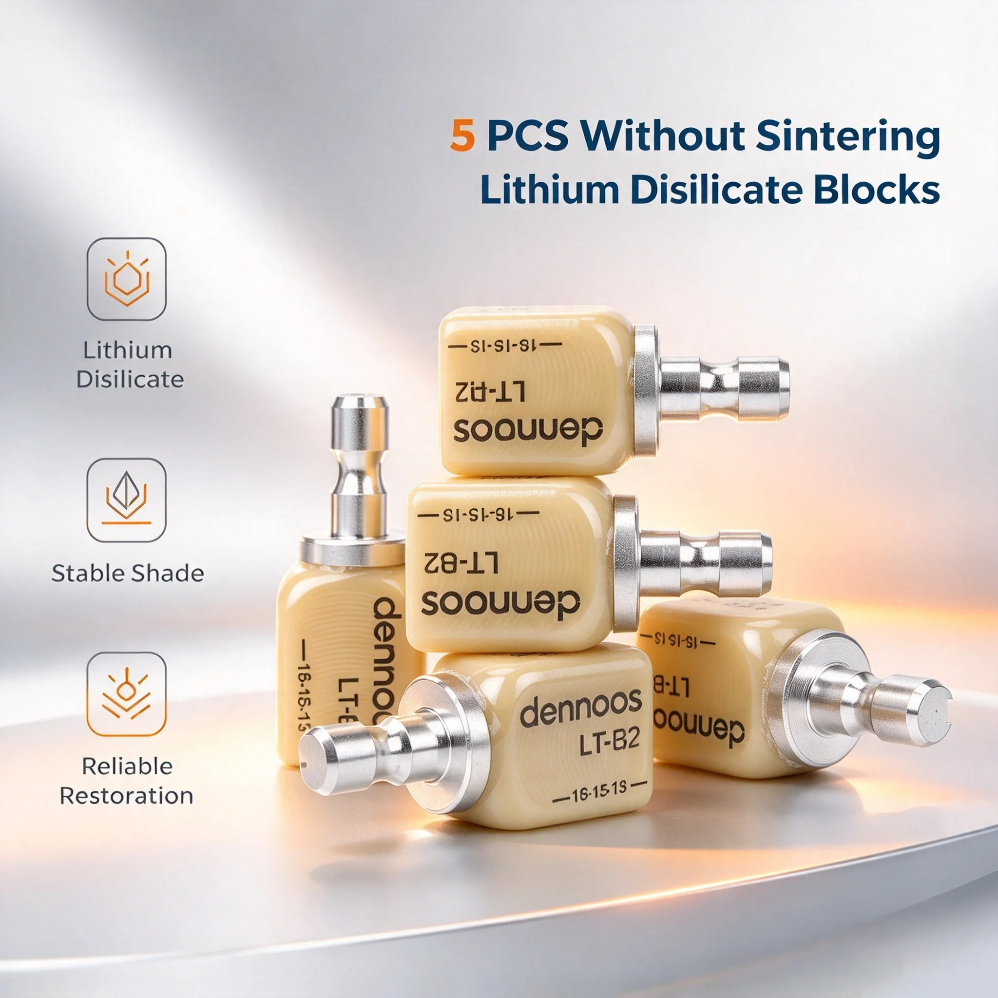 10/5pcs Dental Lithium Disilicate Blocks Instant Restoration Without Sintering Materials C14 Emax Cube CAD/CAM Glass Ceramic