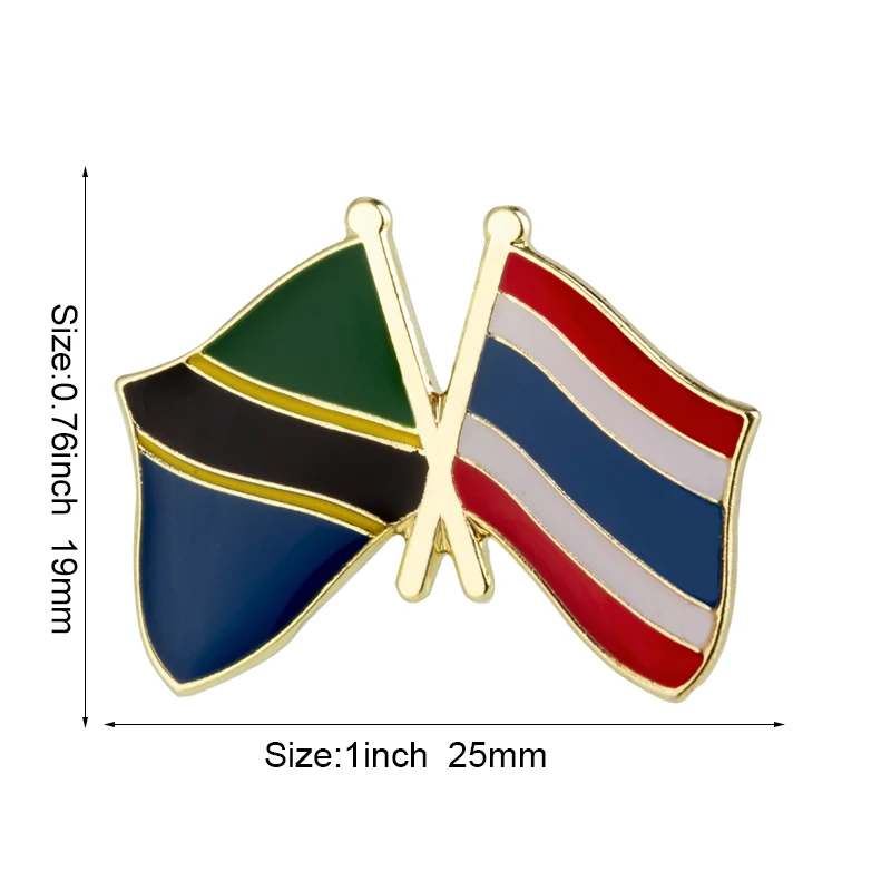 Tansania & Thailand Freundschaftsflagge Metall-Anstecknadel Flaggen-Pin Abzeichen