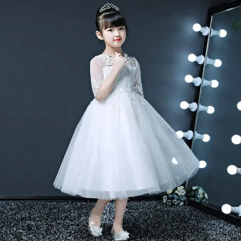 Girl Princess Dress Noble Children\'s Fashionable Flower Girl Piano Performance Dress Host Evening Dress Walk Show