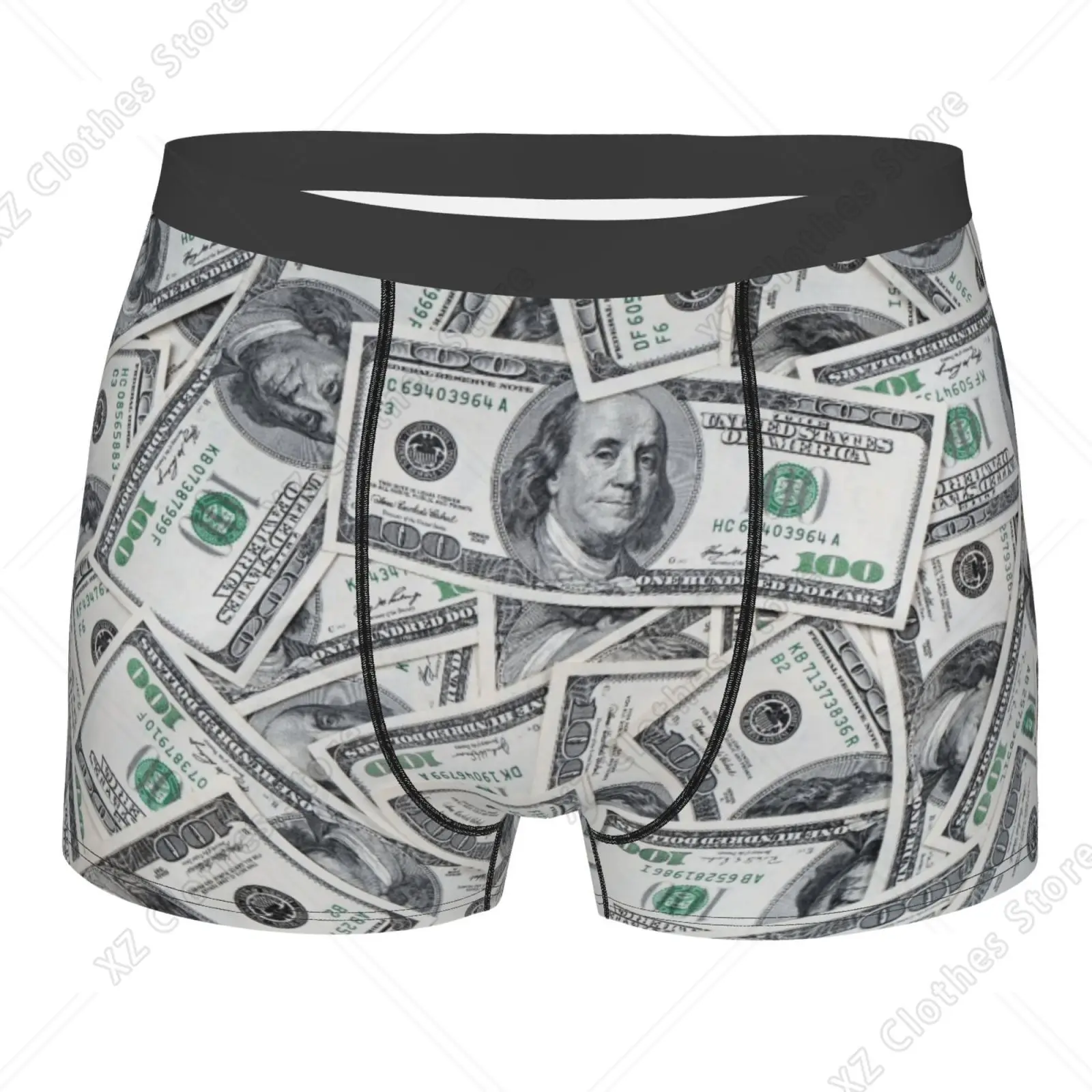 

USD Currency Stamp Men Printed Boxer Briefs Underwear Highly Breathable Boxer Shorts Panties Breathable Underpants for Homme