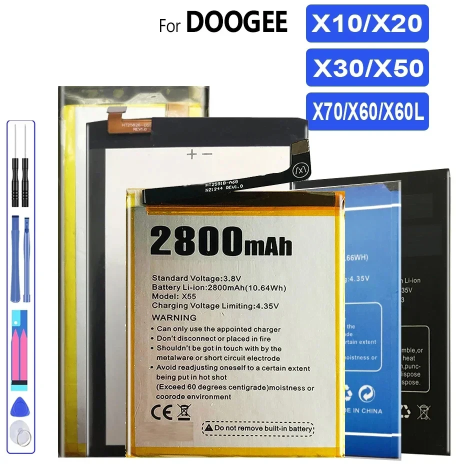 Аккумулятор Для DOOGEE X10, X20, X20L, X30, X50, X60, X70, BAT18702000, BAT18724000, BAT17582580, 2580 мАч-4000 мАч, BAT17613360