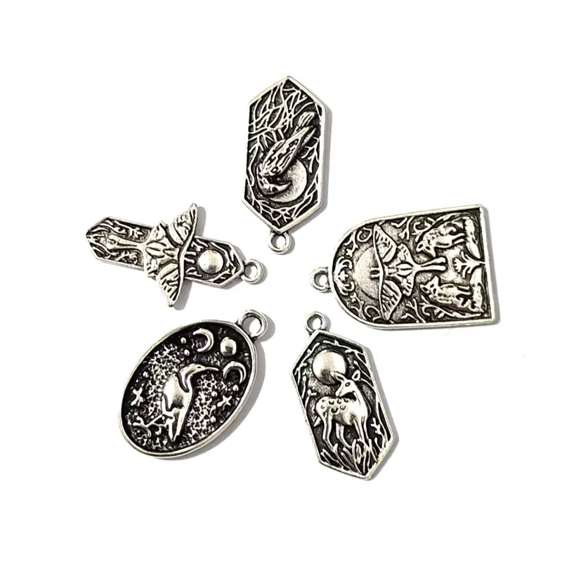 10pcs New DIY Bird Moon Tree Pendant Charm for Women Man Accessories