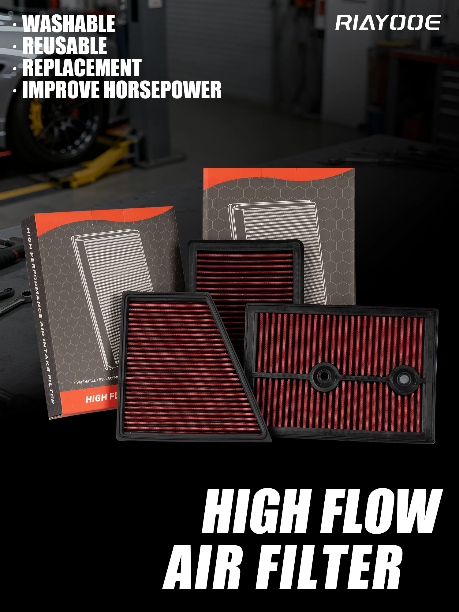 R-EP High Flow Luftfilter Passt für Honda Civic Kreuzung FR-V Stream 1,8 L Cold Air Intake Filter Waschbar Reusable – Detail 6