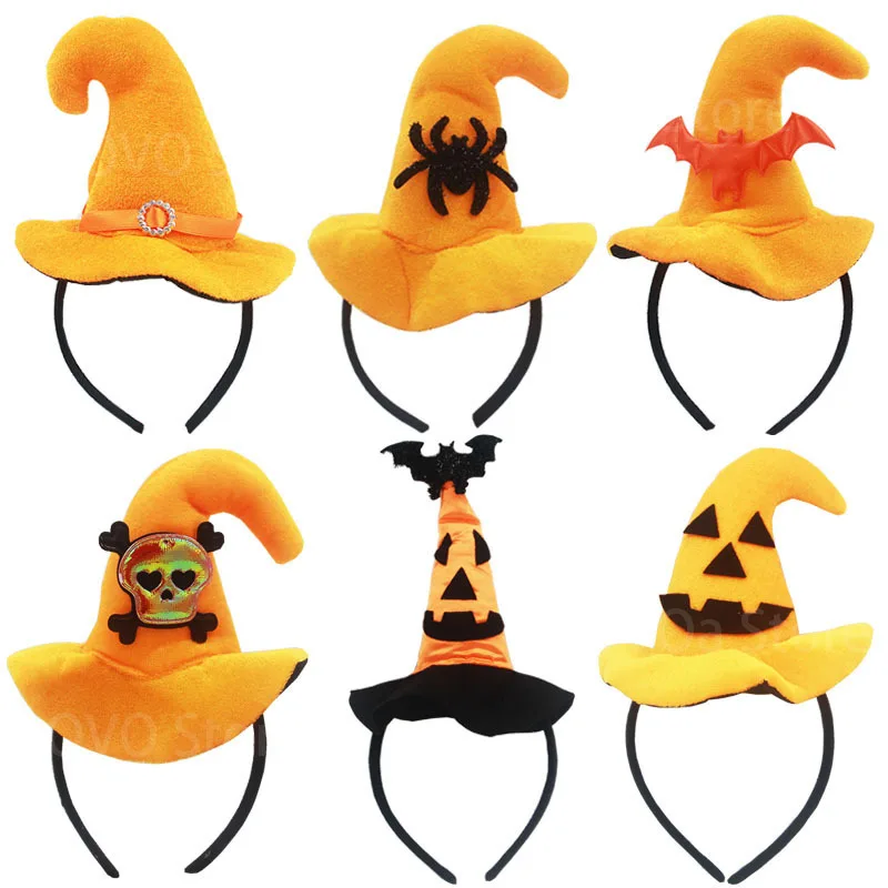 Halloween Headwear Funny Demon Bat Pumpkin Hairpin Children's Headband Accessories Witch Hat Spider Skull Headband