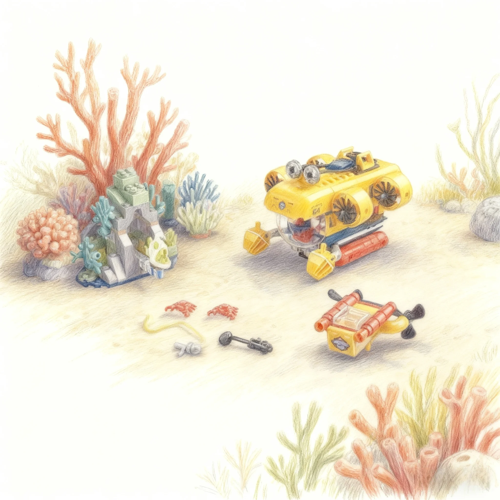 

310 pieces of famous and excellent city series building blocks, ocean exploration submarines, lanterns, fish, children's toys