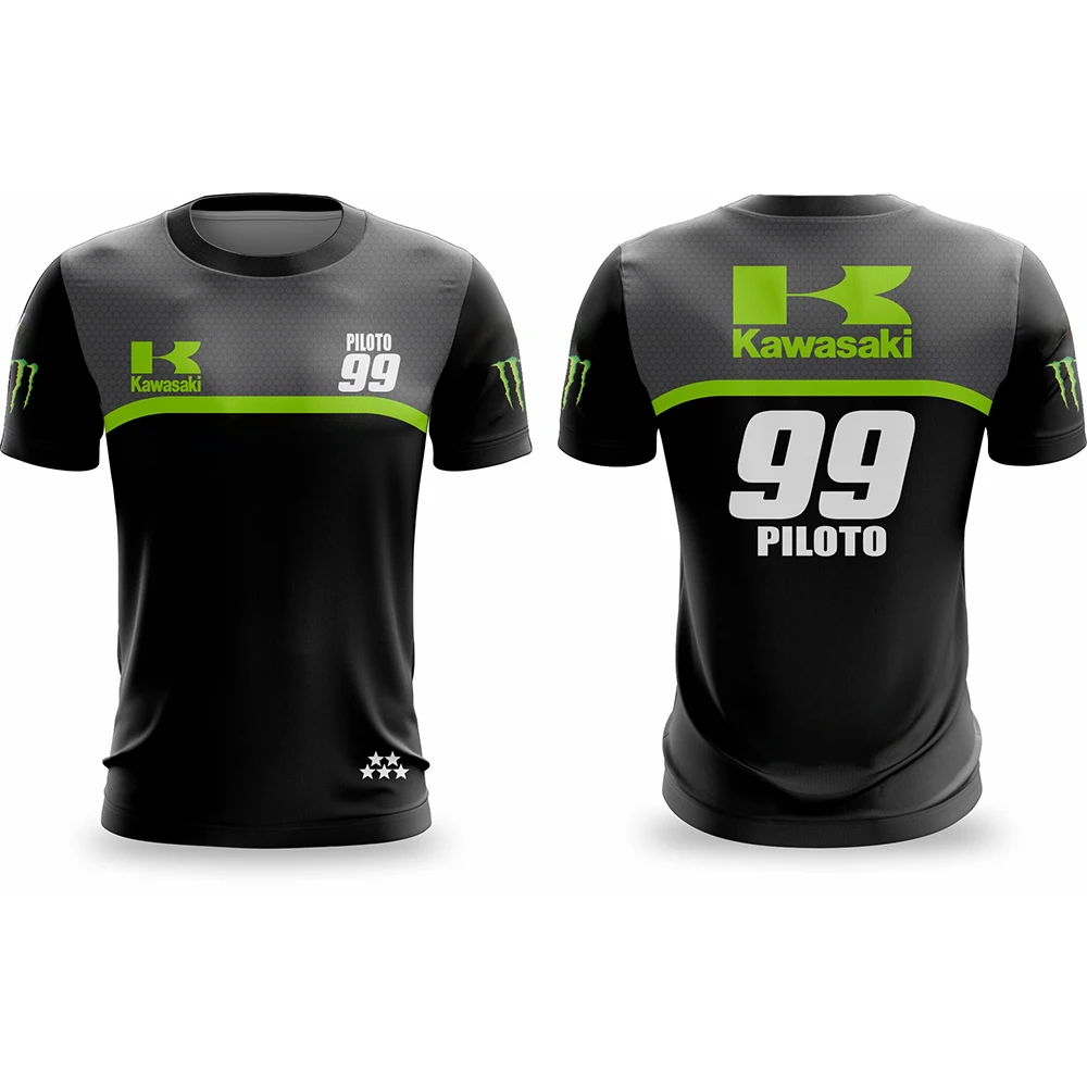 

Kawasaki Racing Team Summer Motocross Casual Fashion T-Shirt Men Women Oversized Breathable Quick Drying Retro Sports Shirt