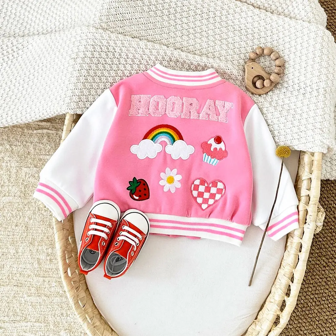 0-3Y Fall Baby Boy Baseball Jacket Thick Clothes Kids Children Winter Coat Warm Girls Cartoon Rainbow Dinosaur Sport Outwear