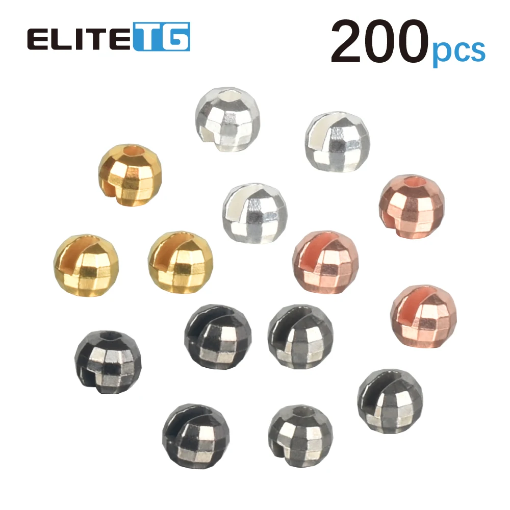 Elite TG Tungsten Faceted Slotted Beads, 2.0-4.0mm Fly Tying DIY Material, Fly Fishing Jig Trout Perch Crappie Lure Tackel