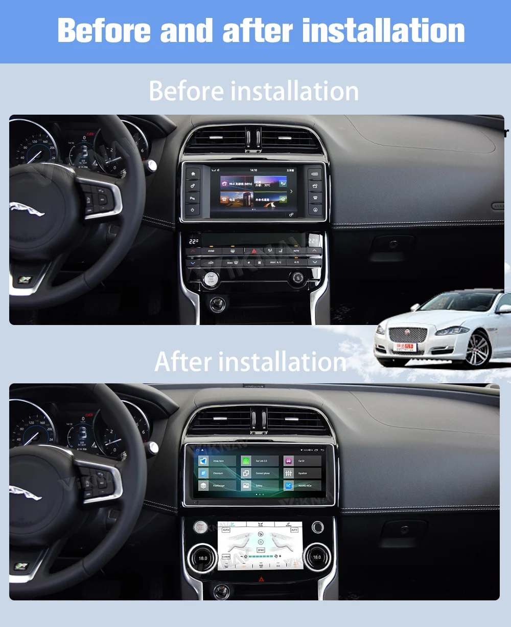 Android 12 Car Radio Dual System For Jaguar XE XF XFL 2016-2020 Multimedia Player Carplay Android Auto Stereo Replacement