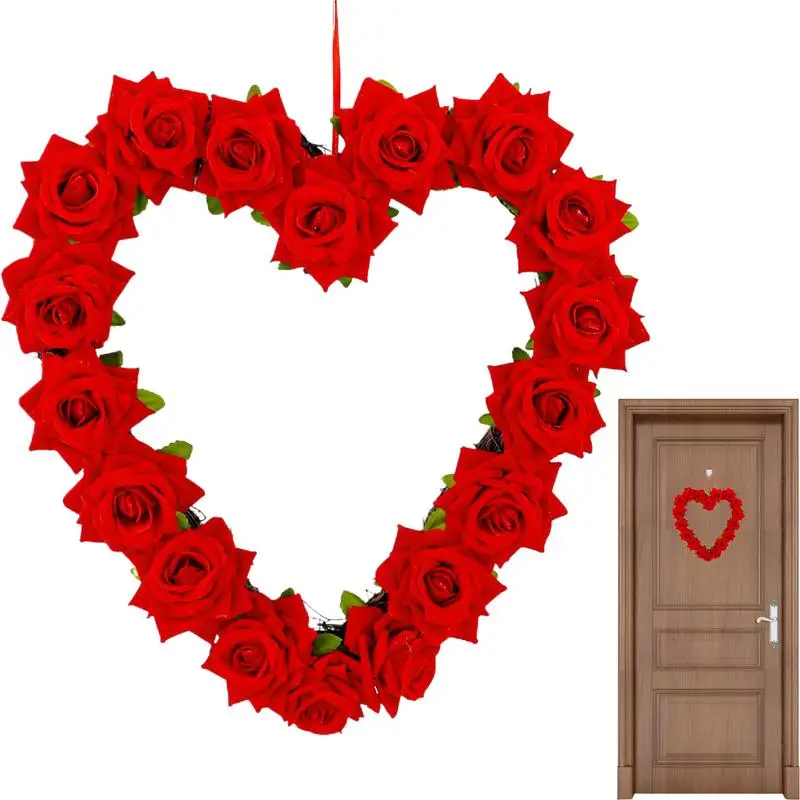 

Roses Garland For Home Heart Shaped Roses Flower Garland Indoor Outdoor Decoration Wreath For Door Wall Dining Table Sofa