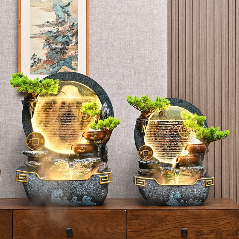 HYS new Chinese rockery flowing water fountain ornament office landscape feng shui wheel lobby entrance decoration - view 4