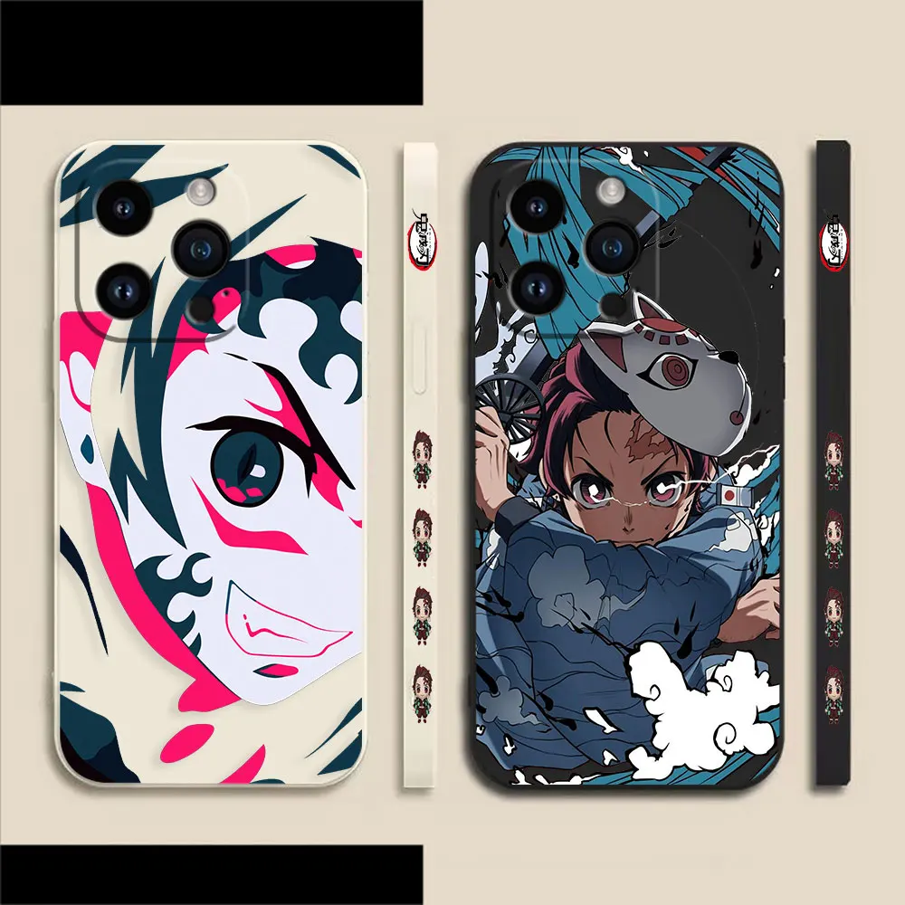 Tanjiro Mange Art Phone Case For Apple iPhone 14 13 12 11 Pro XS Max Mini X XR SE 7 8 6 15 Plus Colour Liquid Case Cover Funda