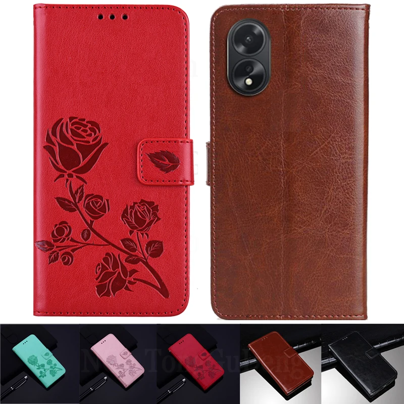 For OPPO A38 Case Leather Flip Wallet Case  For OPPO A 38 OPPOA38 CPH2579 Phone Case For OPPO A38 4G Silicone Cover Fundas