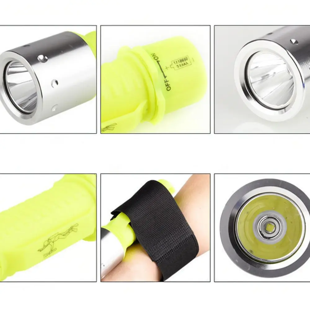 Strong Beam Dive Flashlight Rechargeable Waterproof LED Torch For Underwater Fishing Scuba Expedition Survival Tool
