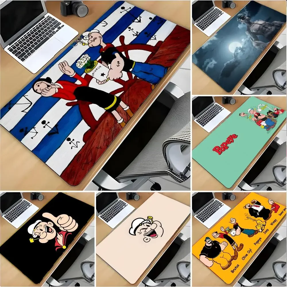 Cartoon Classic Popeye The Sailor Mouse Pad Large Mouse Pad Desk Mat Non‑Slip Gaming Board Game Mat with Stitched Edges