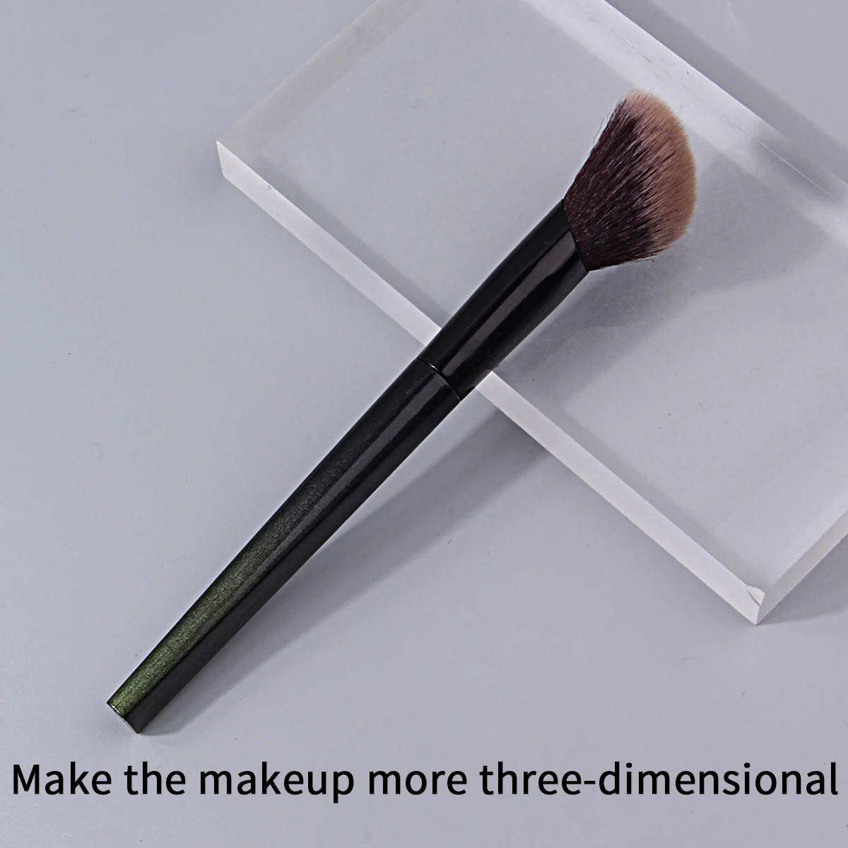 قطعة واحدة جديدة من فرشاة مكياج بزاوية، فرشاة أحمر الخدود، فرشاة تحديد الكونتور، فرشاة البودرة، فرشاة تسليط الضوء - أداة مكياج الوجه للمبتدئين #1