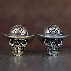 Hatted Skull Head Brass Knife Beads EDC DIY Paracord Woven Bracelets Lanyard Pendants Accessories Outdoor Tool Hangings Charms ﻿