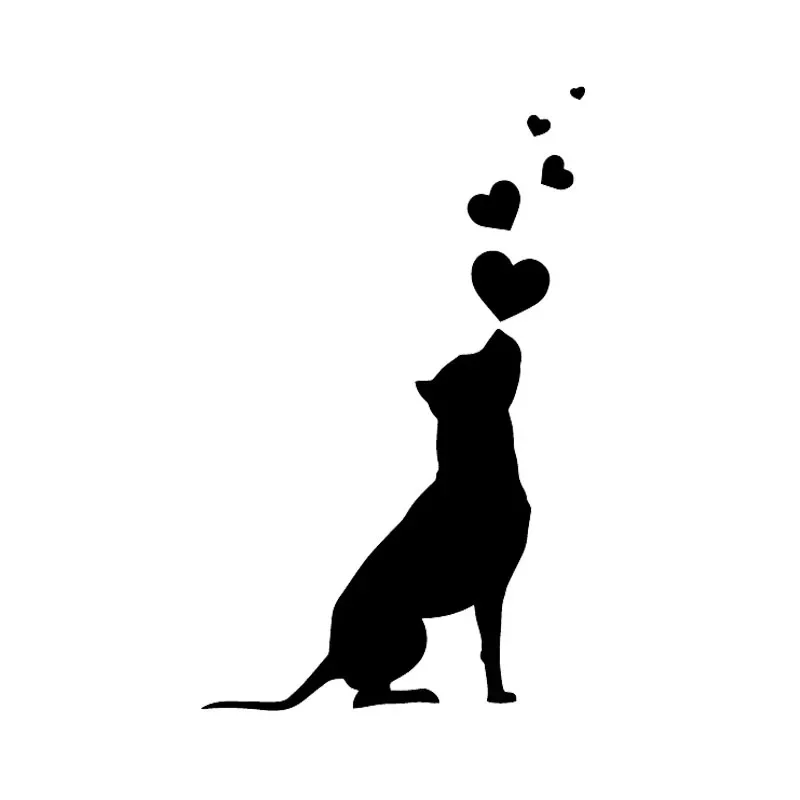 Vinyl Decal Dog Hearts Pet American Staffordshire Terrier Car Stickers Black/Silver 9.8cm*16cm