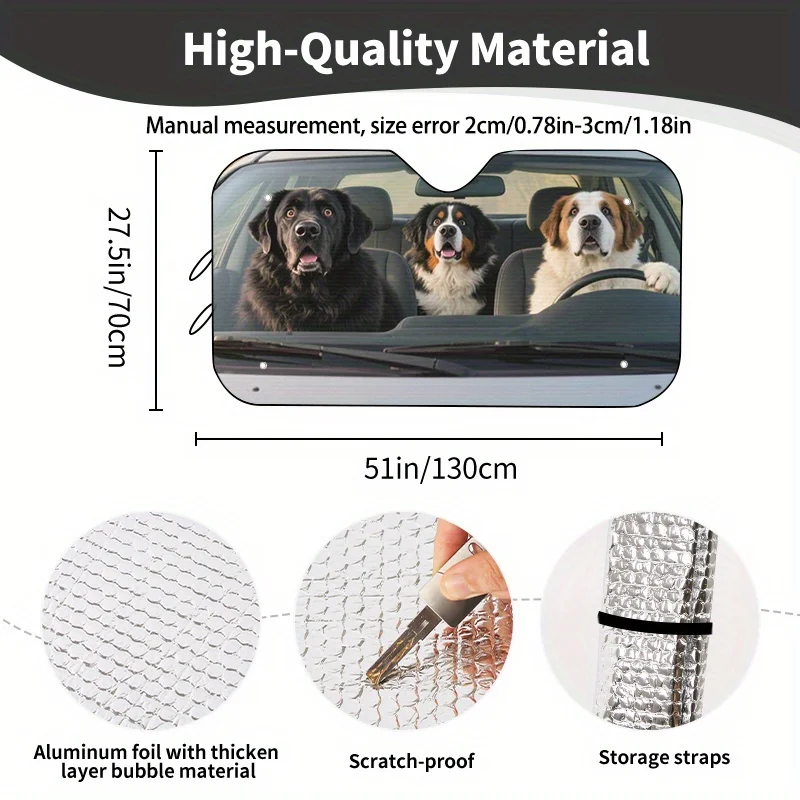 Funny Animal Driving 1pc Car Interior Sun Visor, With Four Suction Cups For Easy Installation Gift, Holiday Gift Choice Prevent