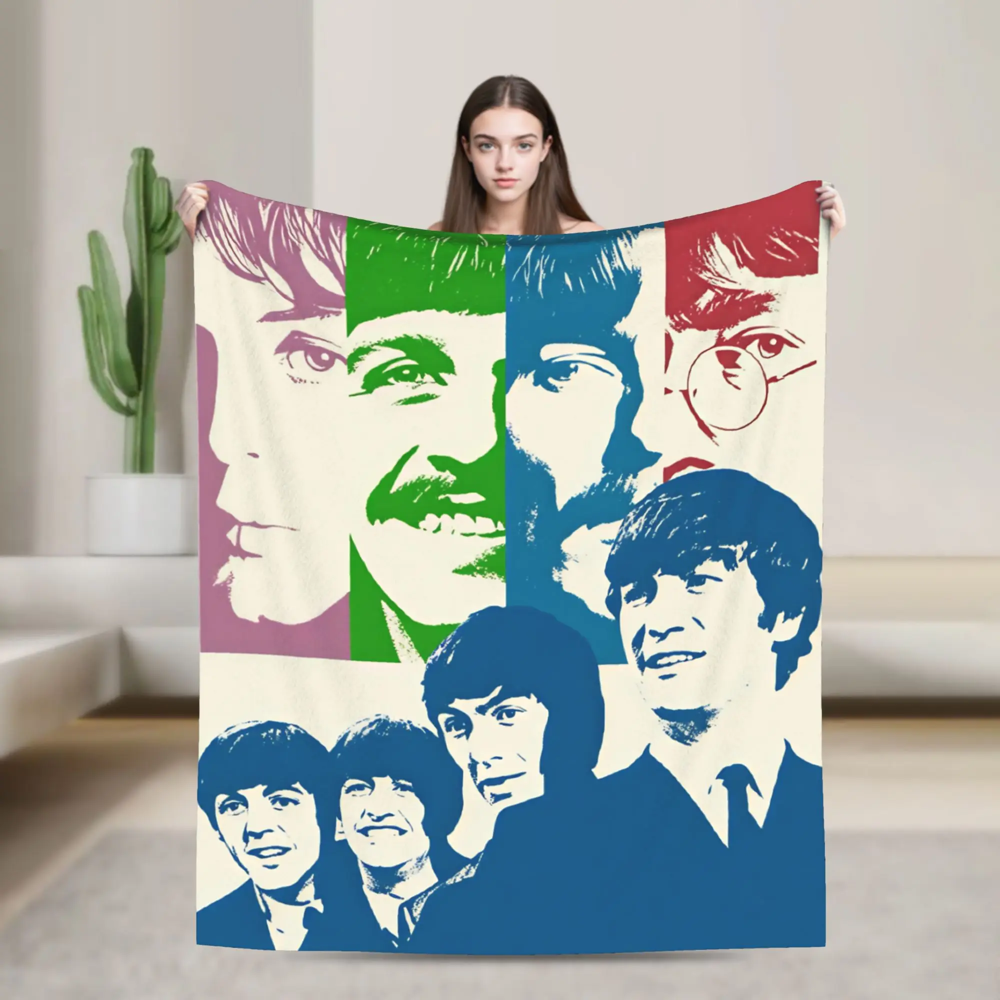 Rock Band The B-Beatles Warm Soft Blanket  Kids Plush Throw Blanket Pattern Home Decor Flannel Bedspread Sofa Bed Cover